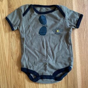 9-12M Little Wingman Aviator Short Sleeve Onesie Bodysuit